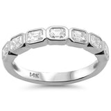 .58ct G SI 14K White Gold Bezel Set Emerald Cut Diamond Eternity Band Size 6.5