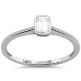 <span style="color:purple">SPECIAL!</span> .18ct G SI 14K White Gold Bezel Set Emerald Cut Diamond Engagement Ring Size 7
