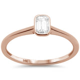 <span style="color:purple">SPECIAL!</span> .20ct G SI 14K Rose Gold Bezel Set Emerald Cut Diamond Engagement Ring Size 6.5