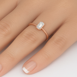 <span style="color:purple">SPECIAL!</span> .20ct G SI 14K Rose Gold Bezel Set Emerald Cut Diamond Engagement Ring Size 6.5