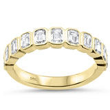1.11ct G SI 14K Yellow Gold Bezel Set Emerald Cut Diamond Eternity Band Size 6.5