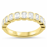 1.11ct G SI 14K Yellow Gold Bezel Set Emerald Cut Diamond Eternity Band Size 6.5