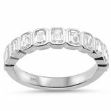 1.06ct G SI 14K White Gold Bezel Set Emerald Cut Diamond Eternity Band Size 6.5