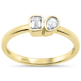 .32ct G SI 14K Yellow Gold Bezel Set Emerald Cut Diamond & Pear Ring Size 7