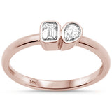 <span style="color:purple">SPECIAL!</span> .27ct G SI 14K Rose Gold Bezel Set Emerald Cut Diamond & Pear Ring Size 7