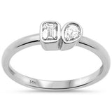 .29ct G SI 14K White Gold Bezel Set Emerald Cut Diamond & Pear Ring Size 7
