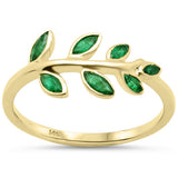 .45ct G SI 14K Yellow Gold Emerald Gemstone Leaf Ring Size 6.5