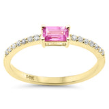 <span style="color:purple">SPECIAL!</span> .37ct G SI 14kt Yellow Gold Diamond & Pink Sapphire Gemstone Ring Size 6.5