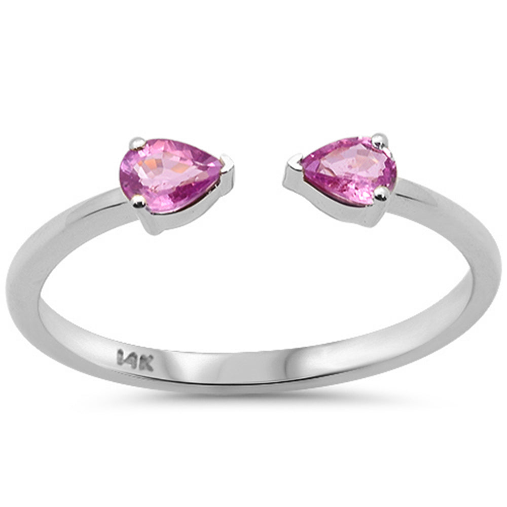 .36ct G SI 14kt White Gold Pear Pink Sapphire Open Gemstone Ring Size 6.5