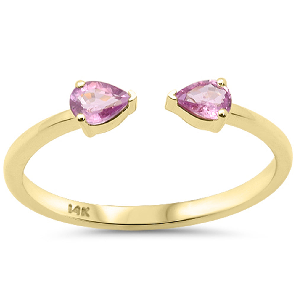 .33ct G SI 14kt Yellow Gold Pear Pink Sapphire Open Gemstone Ring Size 6.5