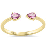 .33ct G SI 14kt Yellow Gold Pear Pink Sapphire Open Gemstone Ring Size 6.5