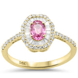 .85ct G SI 14kt Yellow Gold Diamond & Pink Sapphire Gemstone Ring Size 6.5