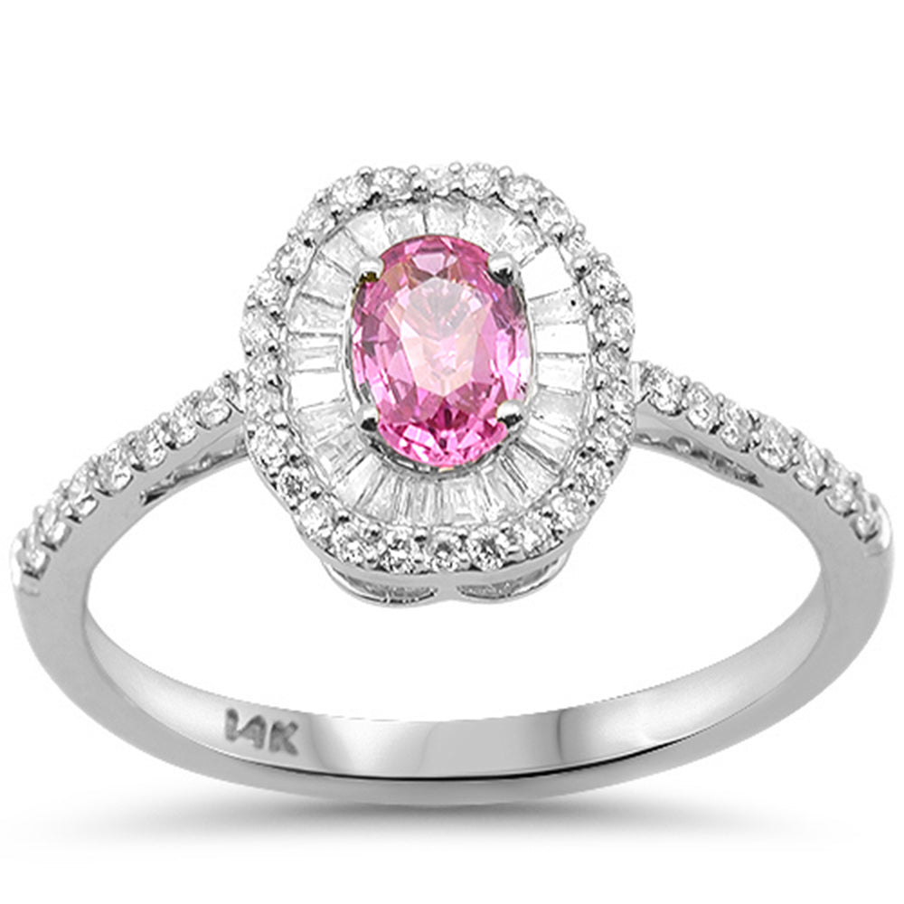 .85ct G SI 14kt White Gold Diamond & Pink Sapphire Gemstone Ring Size 6.5