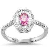 .85ct G SI 14kt White Gold Diamond & Pink Sapphire Gemstone Ring Size 6.5