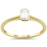 .18ct G SI 14K Yellow Gold Bezel Set Emerald Cut Diamond Engagement Ring Size 7