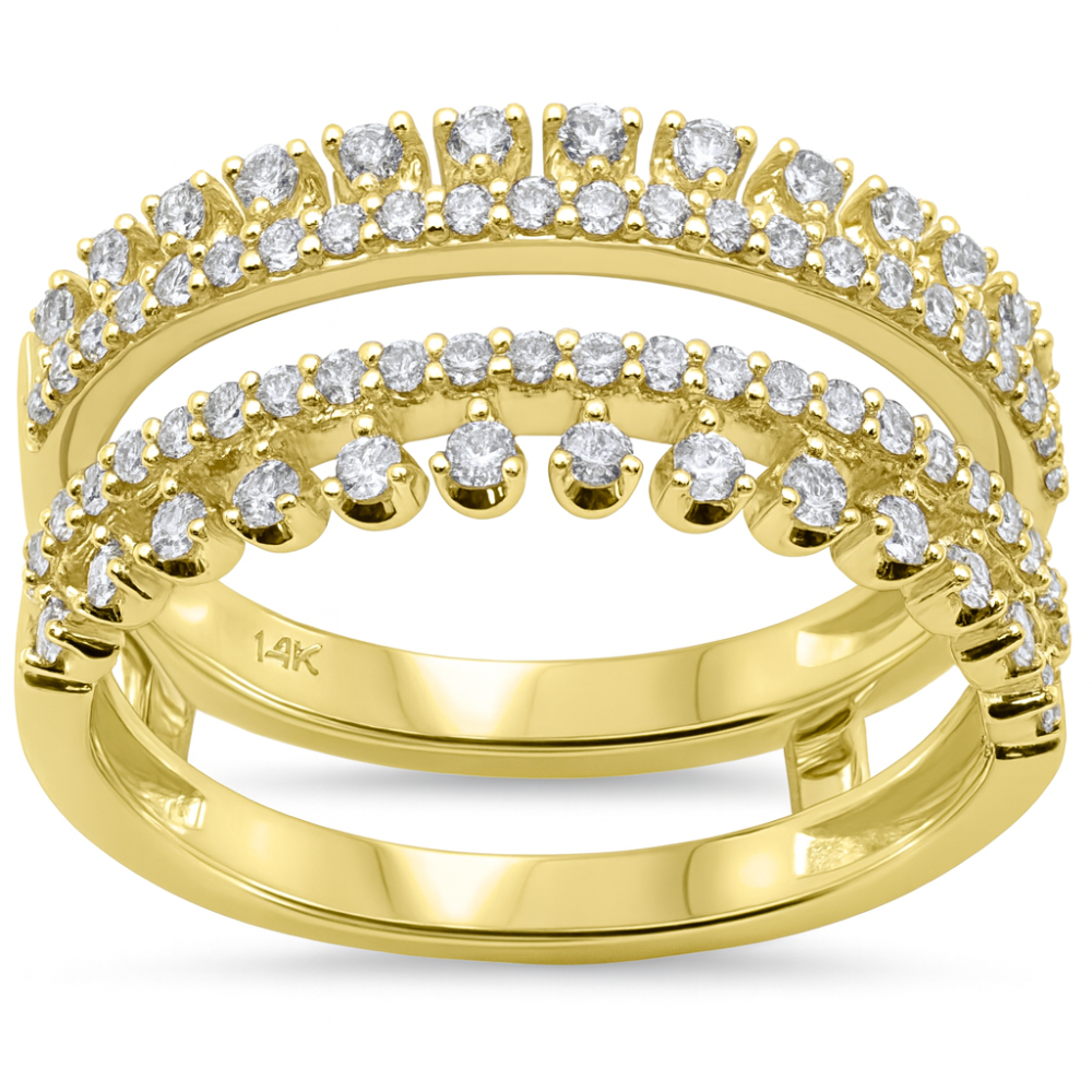 .49ct G SI 14kt Yellow Gold Diamond Crown style Ring guard Ring Size 6.5