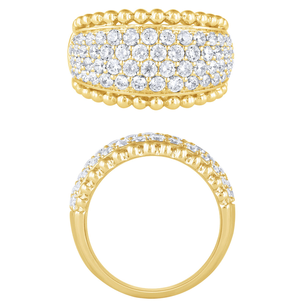 1.47ct G SI 14kt Yellow Gold Diamond Pave Crown style Ring Size 6.5