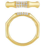 .15ct G SI 14kt Yellow Gold Bamboo Style Round Diamond Band Ring Size 6.5