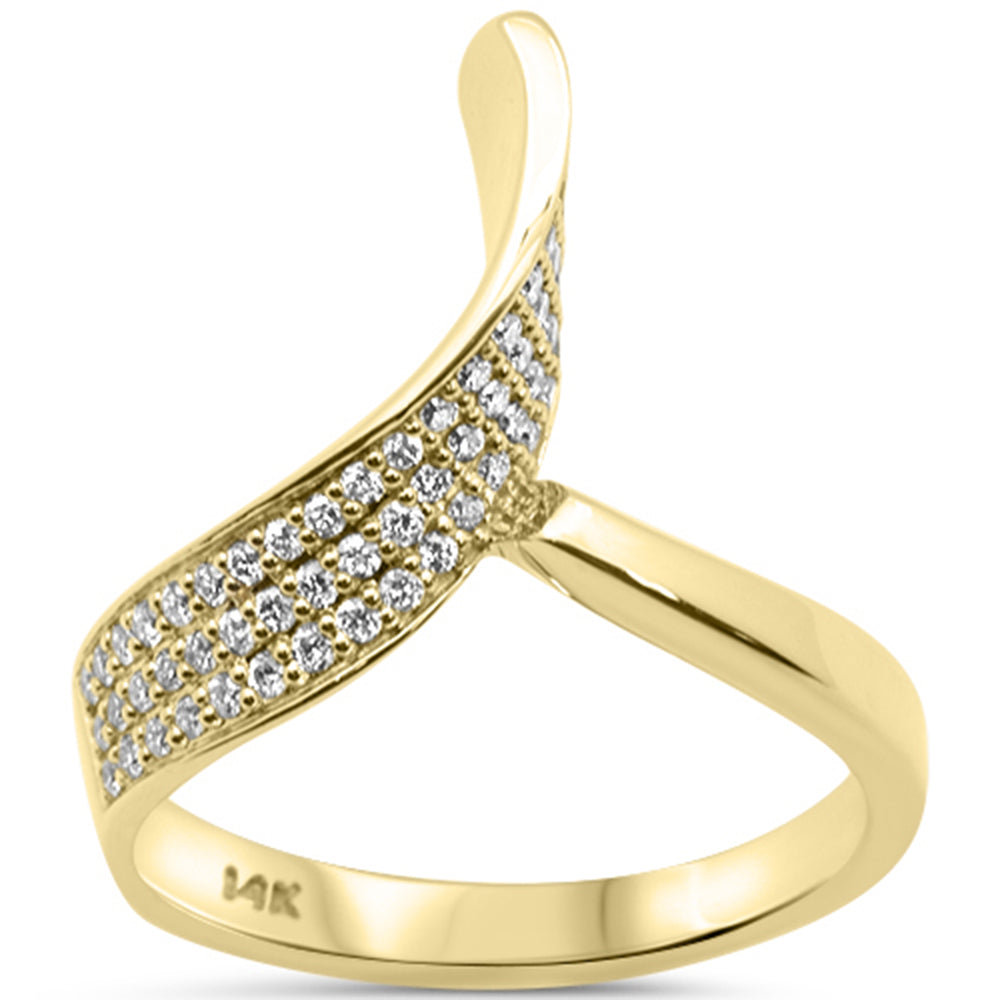 .34ct G SI 14kt Yellow Gold Modern Round Diamond Wrap Around Ring Size 6.5