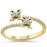 .19ct G SI 14kt Yellow Gold Round Diamond Flower Wrap around Ring Size 6.5