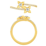 .19ct G SI 14kt Yellow Gold Round Diamond Flower Wrap around Ring Size 6.5