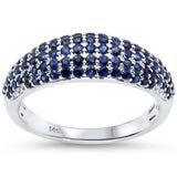 .96ct G SI 14kt White Gold Blue Sapphire Gemstone Pave Set Dome Ring Size 6.5