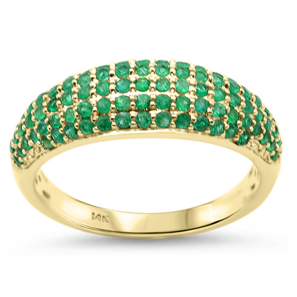.76ct G SI 14KT Yellow Gold Natural Emerald Gemstone Dome Ring Size 6.5