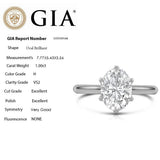 1.00ct H-VS2 GIA CERT 14K White Gold Oval Cut Diamond Solitaire Engagement Ring