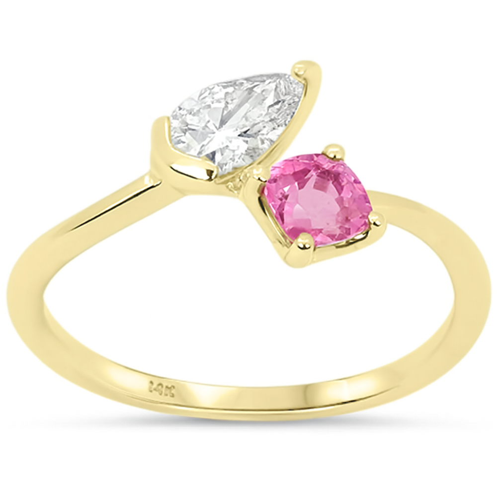 .70ct G SI 14kt Yellow Gold Diamond & Pink Sapphire Gemstone Ring Size 6.5