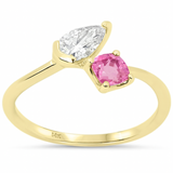 .70ct G SI 14kt Yellow Gold Diamond & Pink Sapphire Gemstone Ring Size 6.5