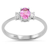 <span style="color:purple">SPECIAL!</span> .46ct G SI 14kt White Gold Diamond & Pink Sapphire Three Stone Gemstone Ring Size 6.5