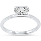 <span style="color:purple">SPECIAL!</span> .70ct G SI 14kt White Gold Diamond Half Bezel Set Radiant Cut Engagement Ring Size 6.5