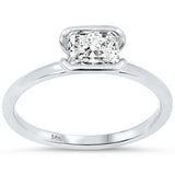 .70ct G SI 14kt White Gold Diamond Half Bezel Set Radiant Cut Engagement Ring Size 6.5