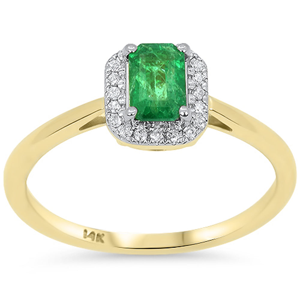 .52ct G SI 14kt Yellow Gold Diamond & Emerald Gemstone Ring Size 6.5