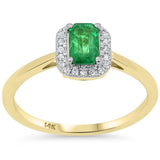 .52ct G SI 14kt Yellow Gold Diamond & Emerald Gemstone Ring Size 6.5
