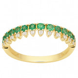 .52ct G SI Yellow Gold Diamond & Emerald Gemstone Elegant Ring Size 6.5