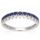 .65ct G SI White Gold Diamond & Blue Sapphire Gemstone Elegant Ring Size 6.5