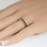 .67ct G SI Yellow Gold Diamond & Blue Sapphire Gemstone Elegant Ring Size 6.5