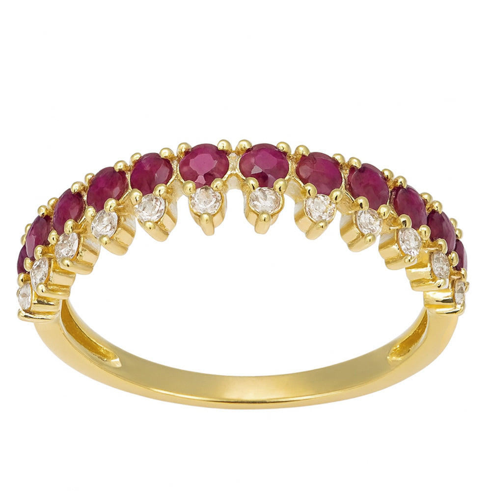 .59ct G SI Yellow Gold Diamond & Ruby Gemstone Elegant Ring Size 6.5