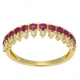 .59ct G SI Yellow Gold Diamond & Ruby Gemstone Elegant Ring Size 6.5