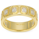 1.19ct G SI 14kt Yellow Gold Diamond Emerald Cut Bezel Set Ring Size 7