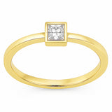 .22ct G SI 14kt Yellow Gold Bezel Set Princess Cut Diamond Solitaire Ring Size 6.5