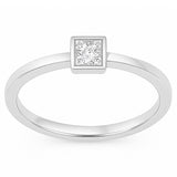 .24ct G SI 14kt White Gold Bezel Set Princess Cut Diamond Solitaire Ring Size 6.5