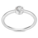 .16ct G SI 14kt White Gold Bezel Set Round Diamond Solitaire Ring Size 6.5