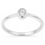 .22ct G SI 14kt White Gold Bezel Set Oval Diamond Solitaire Ring Size 6.5