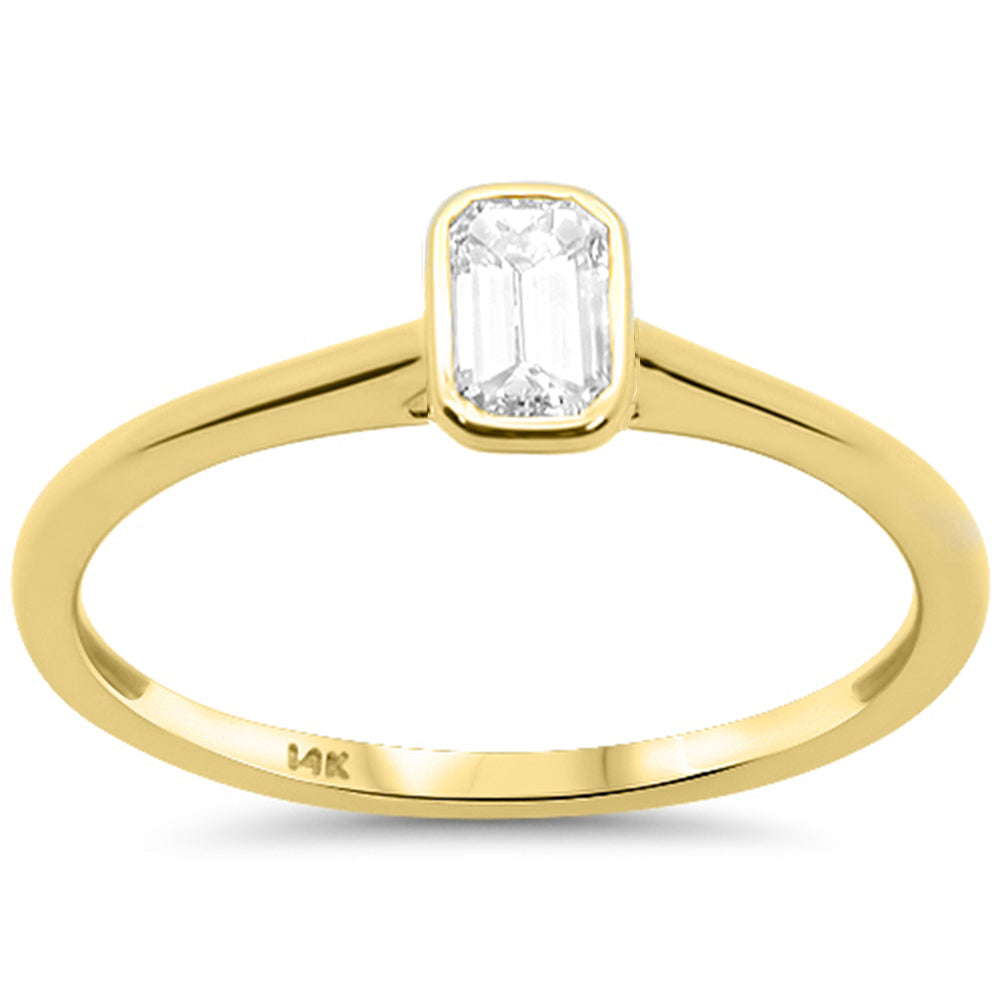 .19ct G SI 14kt Yellow Gold Emerald Cut Diamond Bezel Set Engagement Ring Size 6.5
