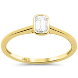 .19ct G SI 14kt Yellow Gold Emerald Cut Diamond Bezel Set Engagement Ring Size 6.5