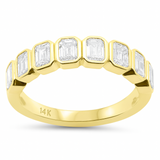1.04ct G SI 14K Yellow Gold Bezel Set Emerald Cut Diamond Eternity Band Size 7