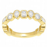 1.59ct G SI 14kt Yellow Gold Multi Shape Diamond Bezel Set Half Eternity Ring Size 6.5