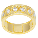 .63ct G SI 14kt Yellow Gold Bezel Set Oval Cut Diamond Ring Band Size 7